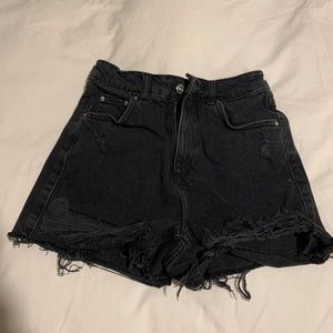 TOPSHOP moto mom black denim shorts